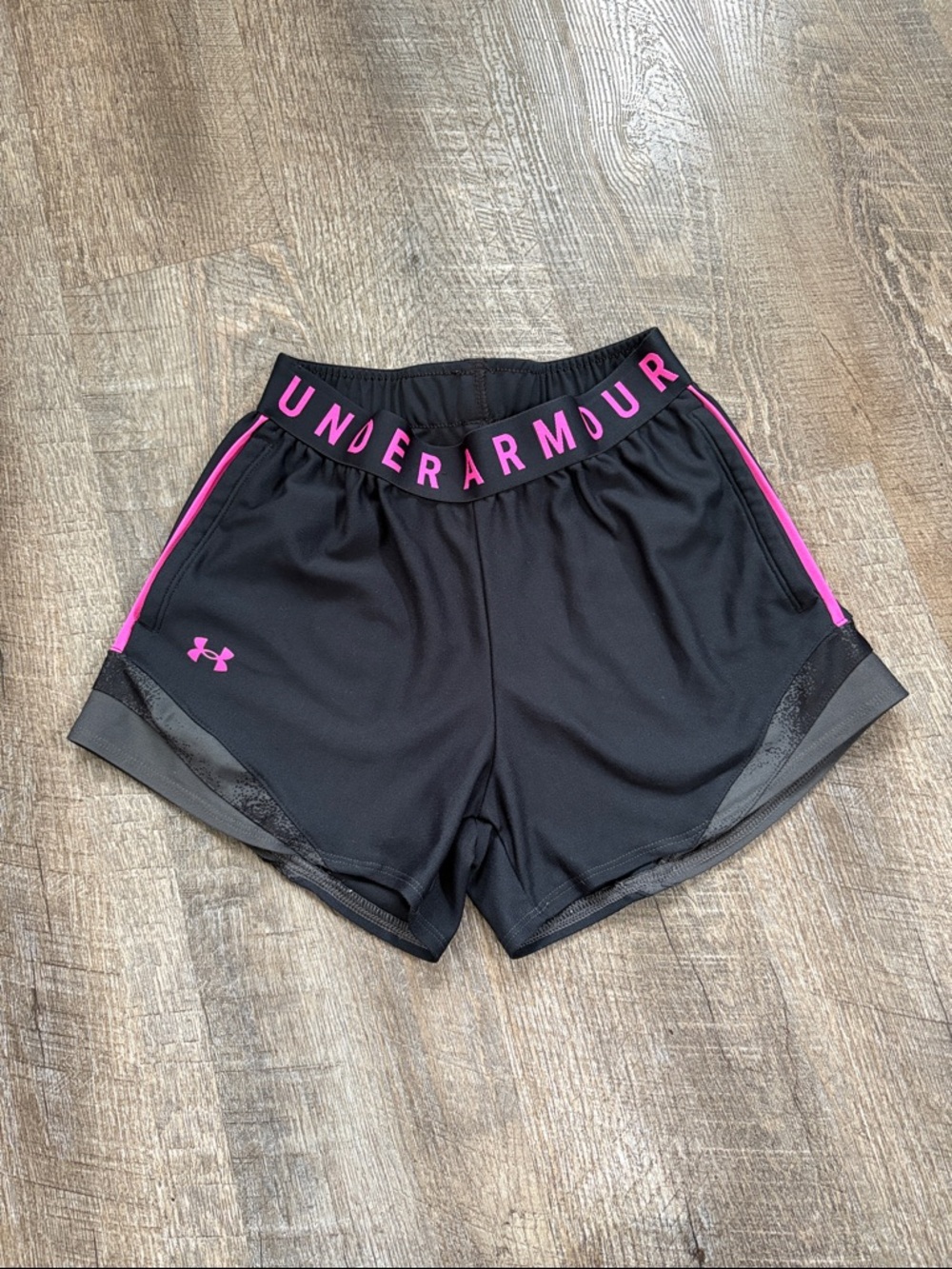 Under Armour Black Athletic Shorts with Pink Trim